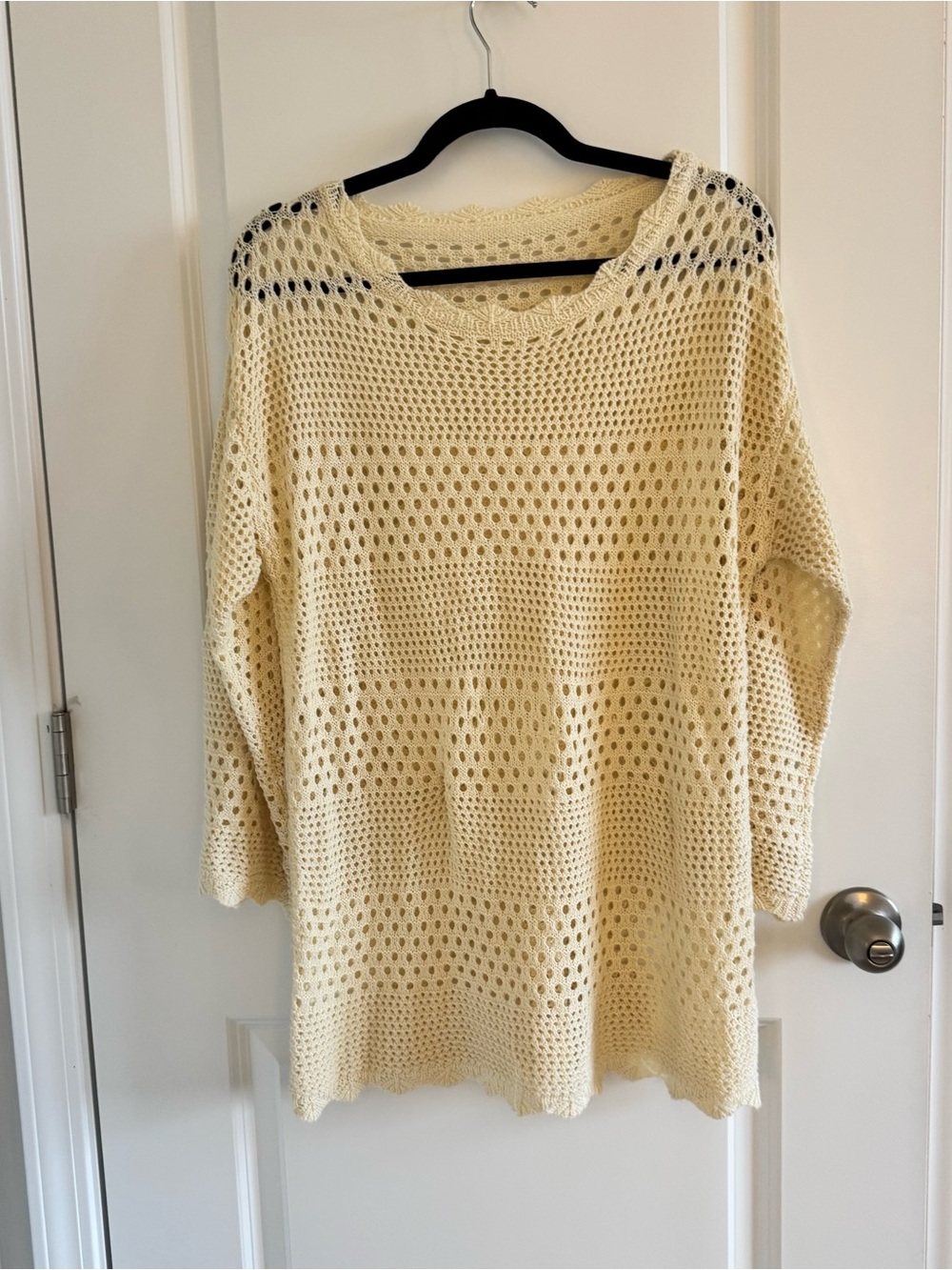 Light Yellow Open-Knit Women's Coverup